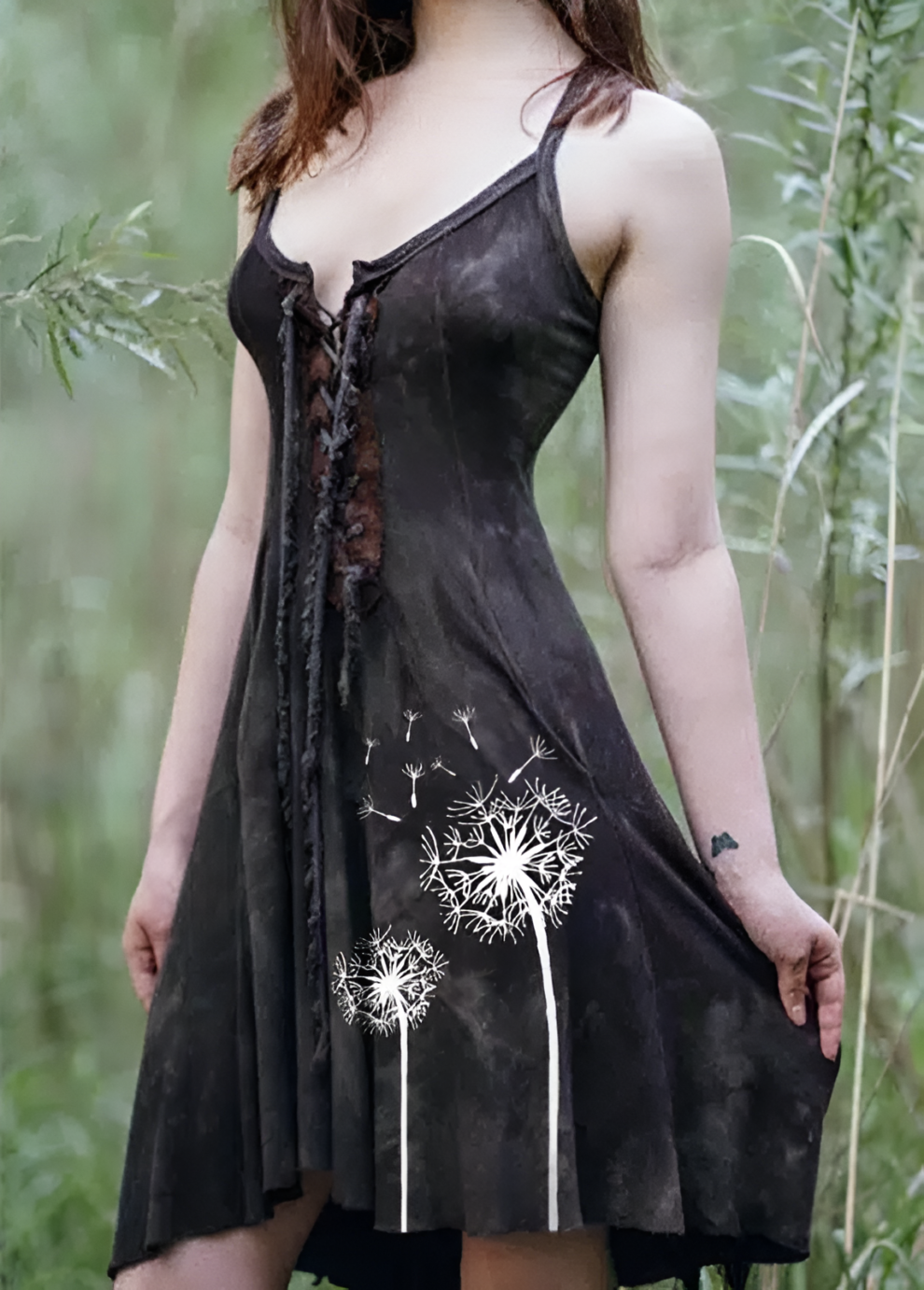 Robe Paysanne Médiévale Renaissance - Longueur Sol, Manches Cloches, élastique Taille Et Décolleté, Polyester/élasthanne